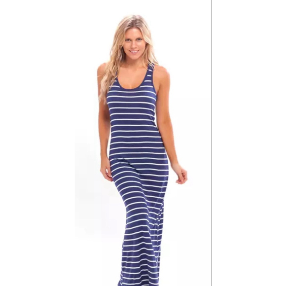 J.CREW Dresses & Skirts - J.Crew Blue and White Striped Maxi Dress Women's M